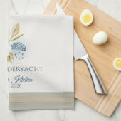 Winter Kitchen Floral Blueberries White Bloom キッチンタオル (四つ折り)