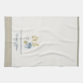 Winter Kitchen Floral Blueberries White Bloom キッチンタオル (横)