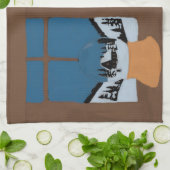 Winter Kitchen Towel - Snow Globe on Window Sill - キッチンタオル (折り畳み)