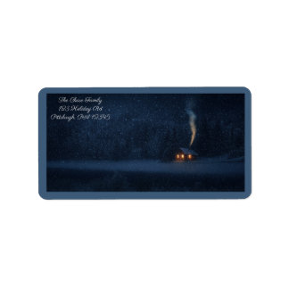 Winter Lakeside Cabin shipping ラベル