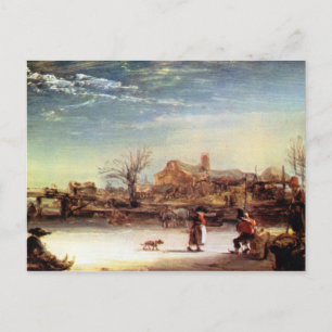 Winter Landscape by Rembrandt Harmenszoon van Rijn ポストカード