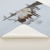 WINTER LANDSCAPE WITH A DEER シェルパブランケット (3/4)