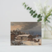 Winter Landscape With Farmhouse In Häme ポストカード (スタンド正面)