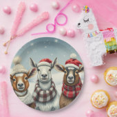 Winter Landscape with Sheep and Cabin ペーパープレート (パーティー)