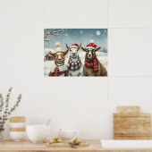 Winter Landscape with Sheep and Cabin ポスター (キッチン)