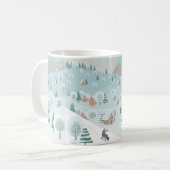 Winter landscape with snow, trees and children on コーヒーマグカップ (正面左)