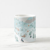 Winter landscape with snow, trees and children on コーヒーマグカップ (中央)