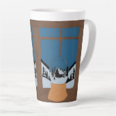 Winter Latte Mug - Snow Globe by the Window Scene  カフェラテマグ (右アングル)