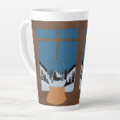Winter Latte Mug - Snow Globe by the Window Scene  カフェラテマグ (左アングル)