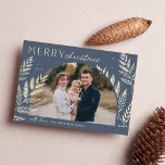 Winter Laurel | Merry Christmas Photo シーズンカード<br><div class="desc">A chic and elegant holiday card design featuring a single horizontal or landscape-oriented photo in a unique arched layout,  embellished with finely detailed botanical foliage. "Merry Christmas" appears at the top left,  with your family name along the bottom. A refined nature-inspired choice for your Christmas 2021 greetings.</div>