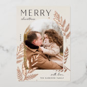 Winter Laurel | Merry Christmas Photo 箔シーズンカード (正面)