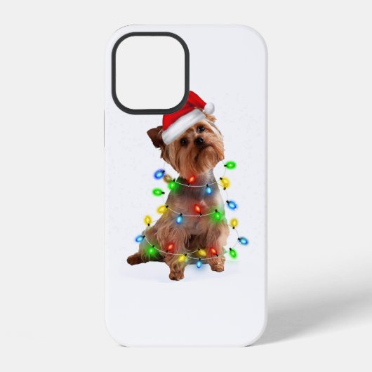 Winter Light Yorkie Xmas Color Light iPhoneケース (裏面)