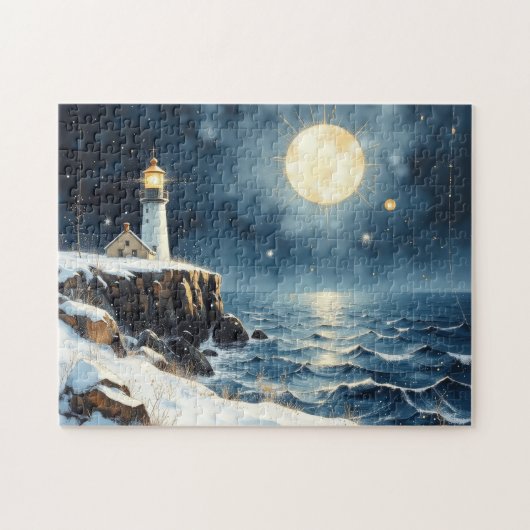 winter lighthouse painted ジグソーパズル (横)