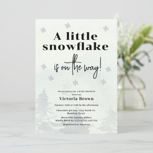 Winter Little Snowflake Baby Shower Invitation 招待状 (スタンド正面)