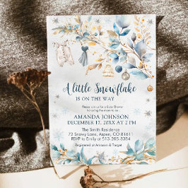 Winter Little Snowflake Clothesline Baby Shower  招待状