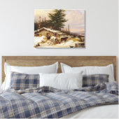 Winter Log Houseアートキャンバス印刷 キャンバスプリント (インサイチュ (寝室))