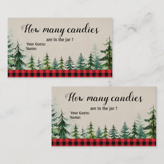 Winter Lumberjack Baby Showerキャンディーの数 エンクロージャーカード (正面/裏面)
