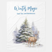 Winter Magic Forest Deer Fleece Blanket フリースブランケット (正面)