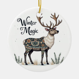 Winter Magic Reindeer Ornament セラミックオーナメント
