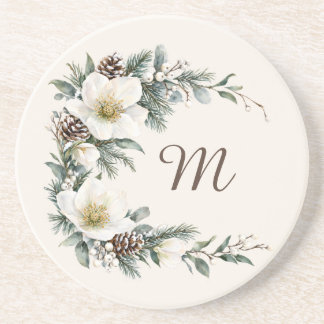 Winter Magnolia Monogram コースター