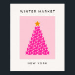 Winter Market 09 Preppy Pink Christmas Tree ポスター<br><div class="desc">Vintage Christmas Tree Abstract Illustration – Pink Christmas Tree on Pink Background - Typography: Winter Market New York.</div>