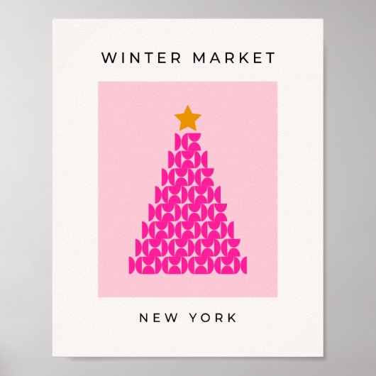 Winter Market 09 Preppy Pink Christmas Tree ポスター (正面)