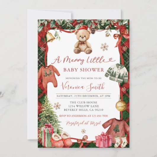 Winter Merry Little Christmas Baby Shower 招待状 (正面)