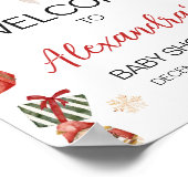 Winter Merry Little Christmas Baby Shower Welcome ポスター (角)