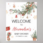 Winter Merry Little Christmas Baby Shower Welcome ポスター (正面)