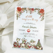 Winter Merry Puppy Baby Shower 招待状