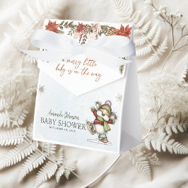 Winter Merry Skating Mouse Baby Shower Favor Boxes フェイバーボックス
