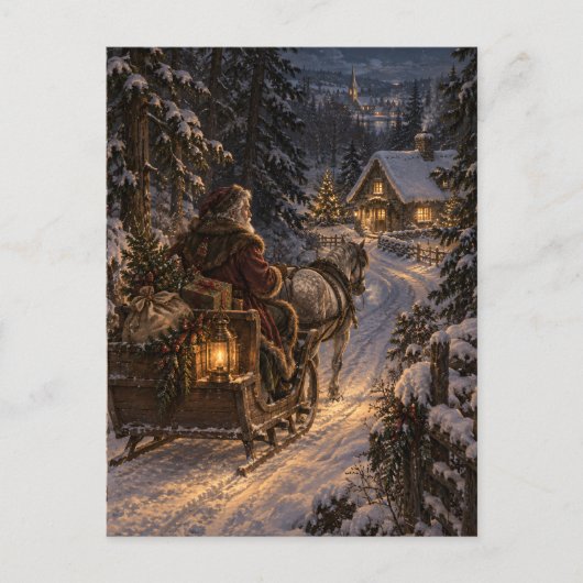 Winter Messenger Christmas Postcard ポストカード (正面)