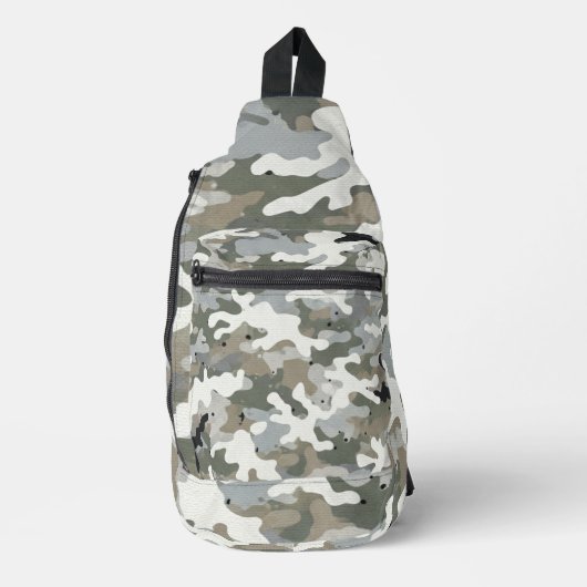 Winter Military Camouflage Pattern スリングバッグ (正面)
