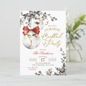 Winter Minimalist Bauble Holiday Cocktail Party 招待状 (スタンド正面)