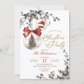 Winter Minimalist Bauble Ornament Christmas Party 招待状 (正面)