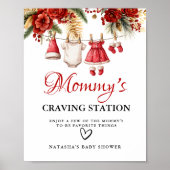Winter  Mommy’s Craving Station baby Shower sign ポスター (正面)