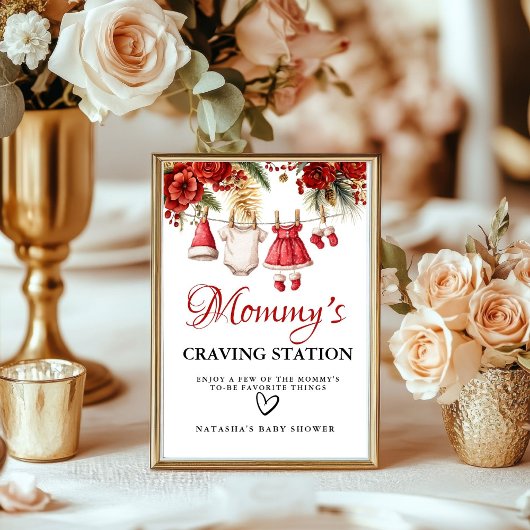 Winter  Mommy’s Craving Station baby Shower sign ポスター