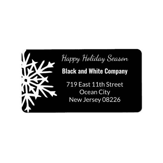Winter Monochrome Black & White Snowflake Address ラベル (正面)