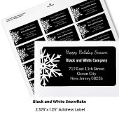 Winter Monochrome Black & White Snowflake Address ラベル