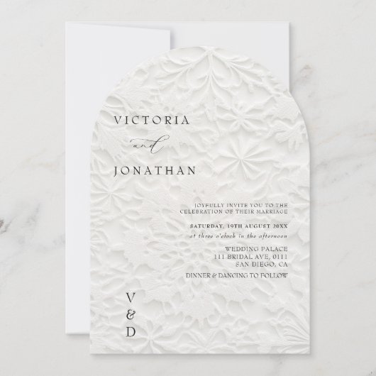  Winter Monogram White Wedding Invitation 招待状 (正面)