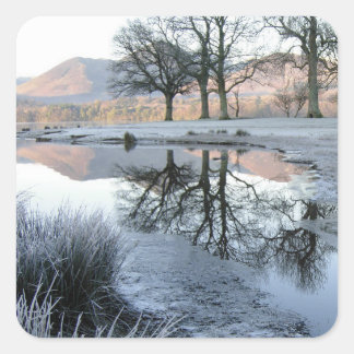 Winter Morning: Strandshag Bay, Derwentwater スクエアシール