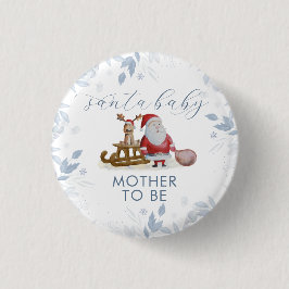 Winter Mother To Be Sleigh Santa Baby Shower  缶バッジ