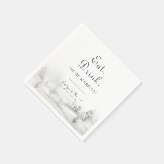 Winter Mountain 食べ Drink我々は結婚した結婚の スタンダードカクテルナプキン (角)