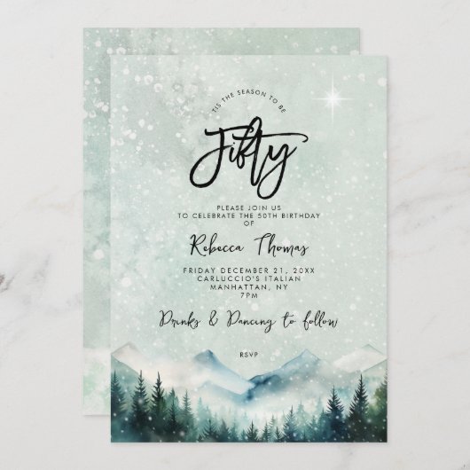 winter mountain 50th birthday invitation 招待状 (正面/裏面)