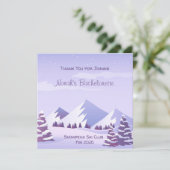 Winter Mountain Bachelorette Personalized Square サンキューカード (スタンド正面)