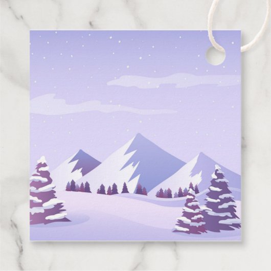 Winter Mountain Bachelorette Personalized Square フェイバータグ (裏面)