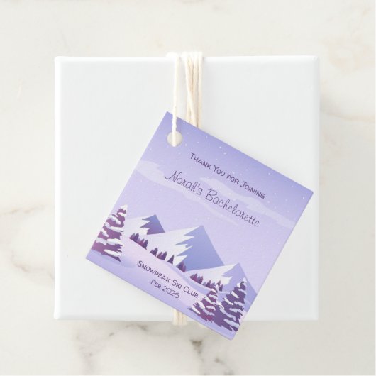 Winter Mountain Bachelorette Personalized Square フェイバータグ (インサイチュ)