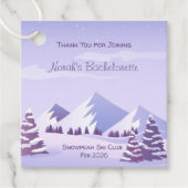 Winter Mountain Bachelorette Personalized Square フェイバータグ (正面)