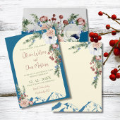Winter Mountain Flowers Wedding Invitation 招待状