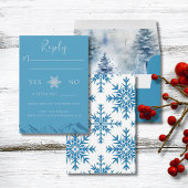 Winter Mountain Flowers Wedding RSVP Reply Card